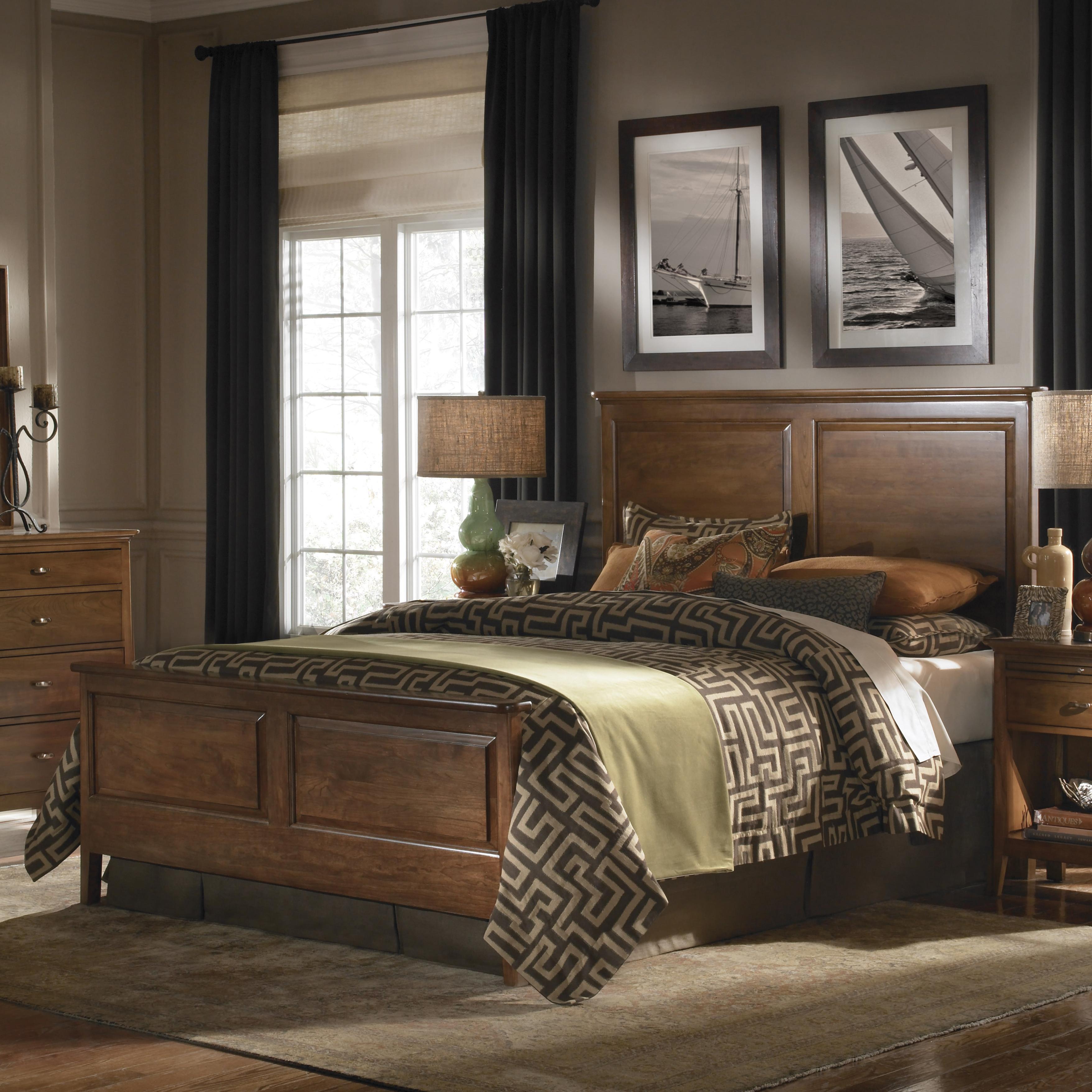 Kincaid Furniture Cherry Park Queen Panel Headboard & Footboard Bed